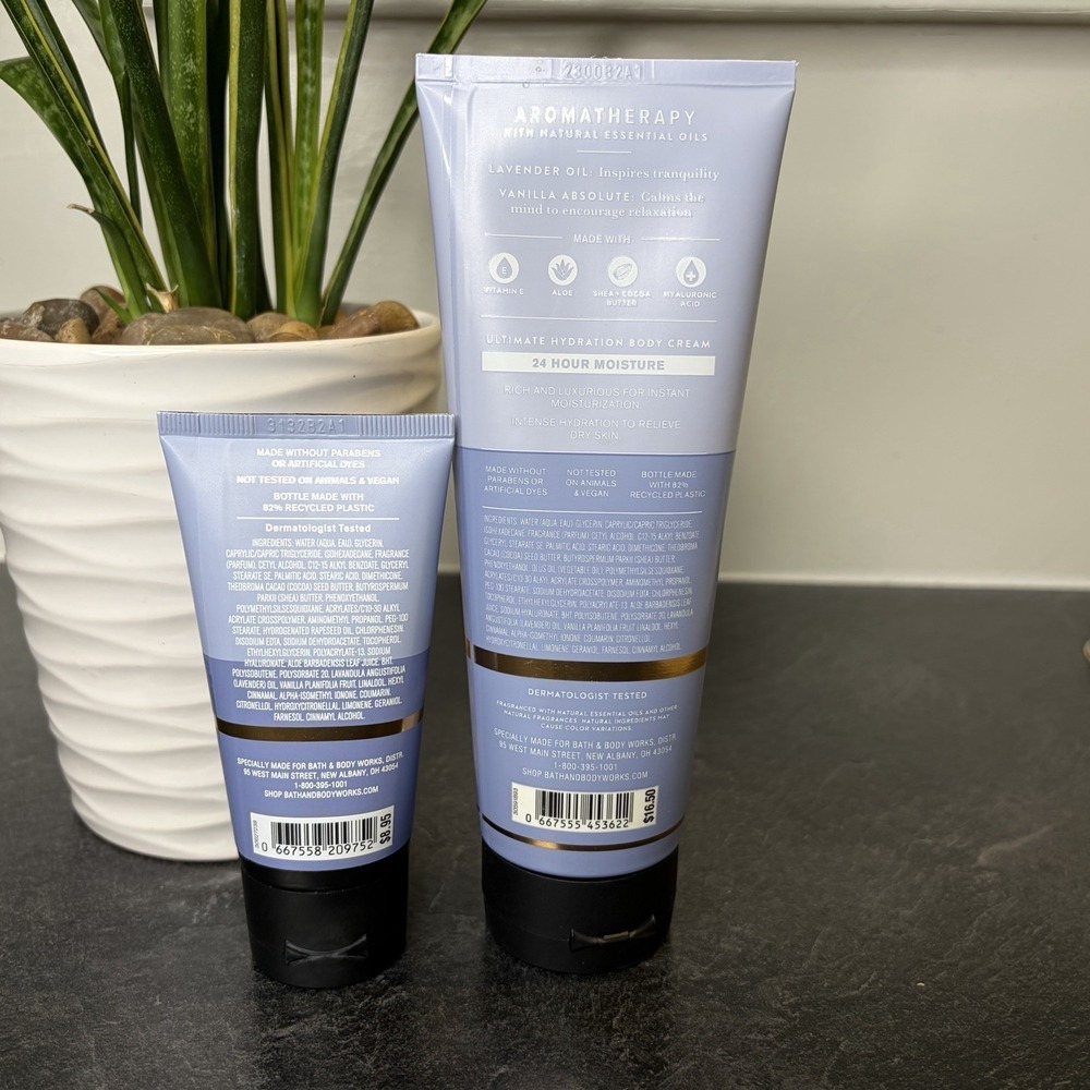 NEW Bath & Body Works Aromatherapy SLEEP Lavender Vanilla Body Cream 8 & 2.5 oz - Picture 4 of 6